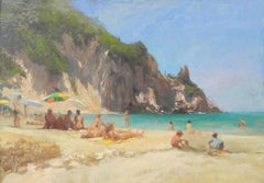 Beach Day - original landscape figurative painting Contemporary modern Art