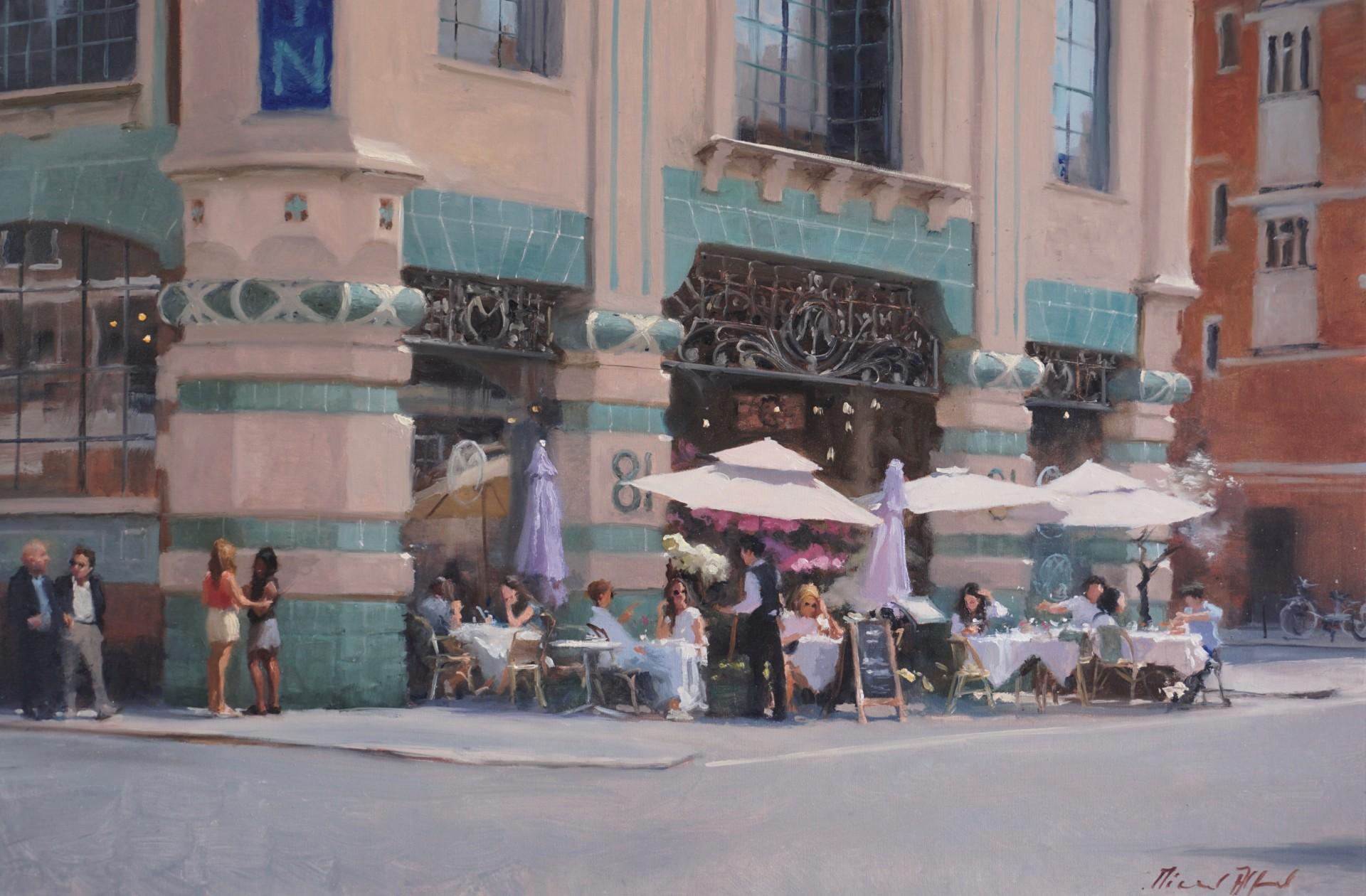 Bibendum - original impressionism cityscape oil painting - contemporary Art