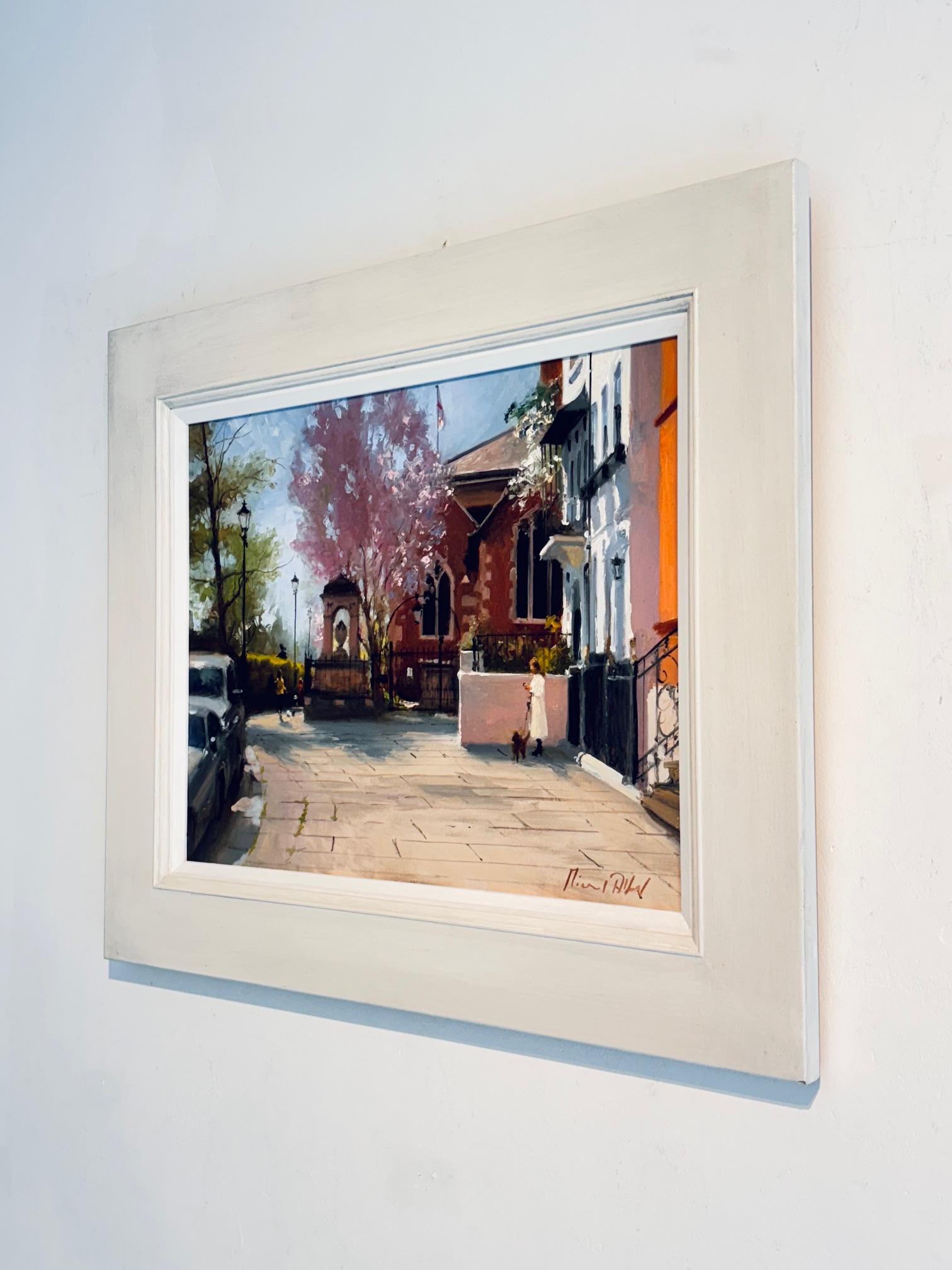 Cheyne Walk-original impressionism cityscape oil painting-contemporary Art - Impressionist Painting by Michael Alford
