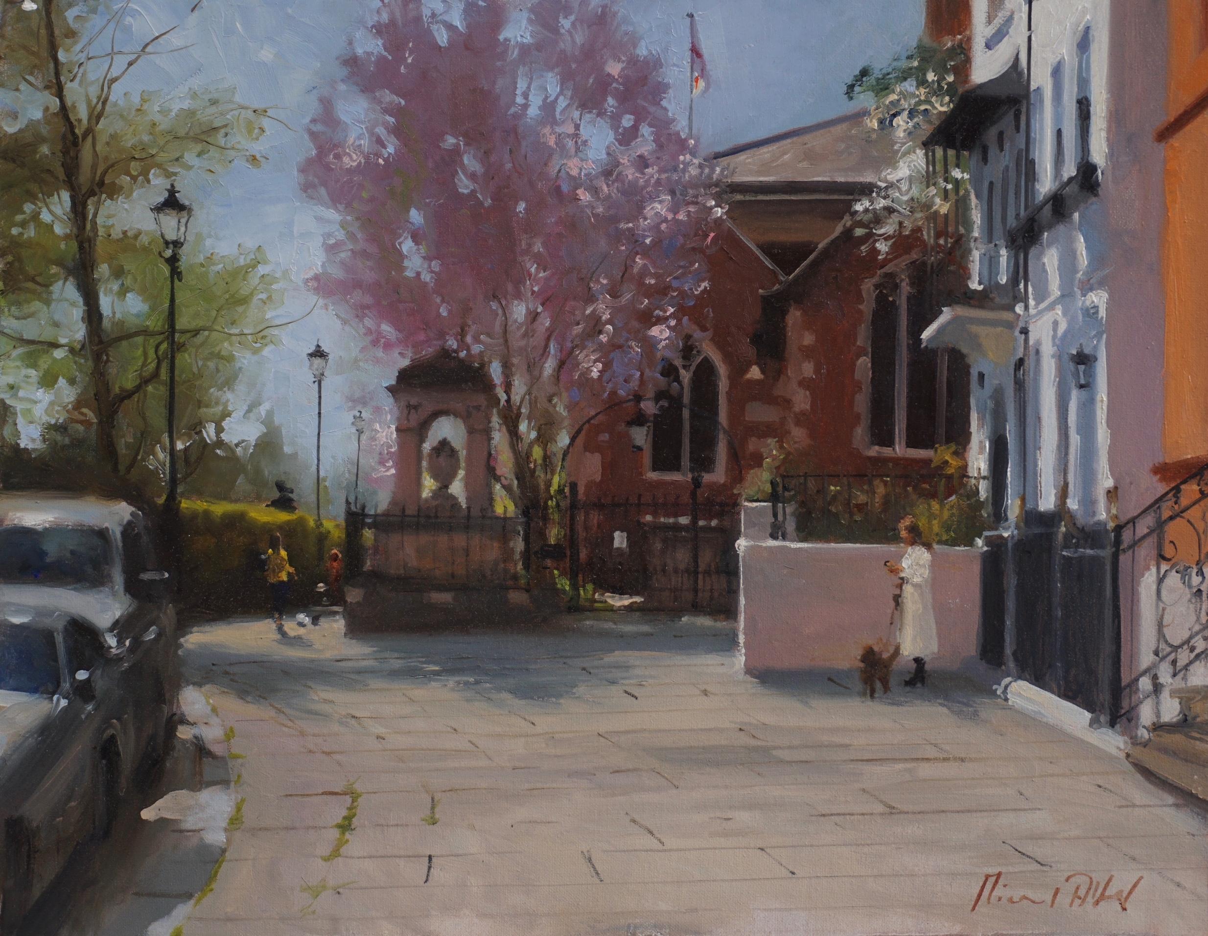 Michael Alford Landscape Painting - Cheyne Walk-original impressionism cityscape oil painting-contemporary Art