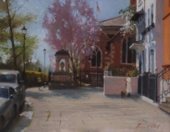 Cheyne Walk-original impressionism cityscape oil painting-contemporary Art