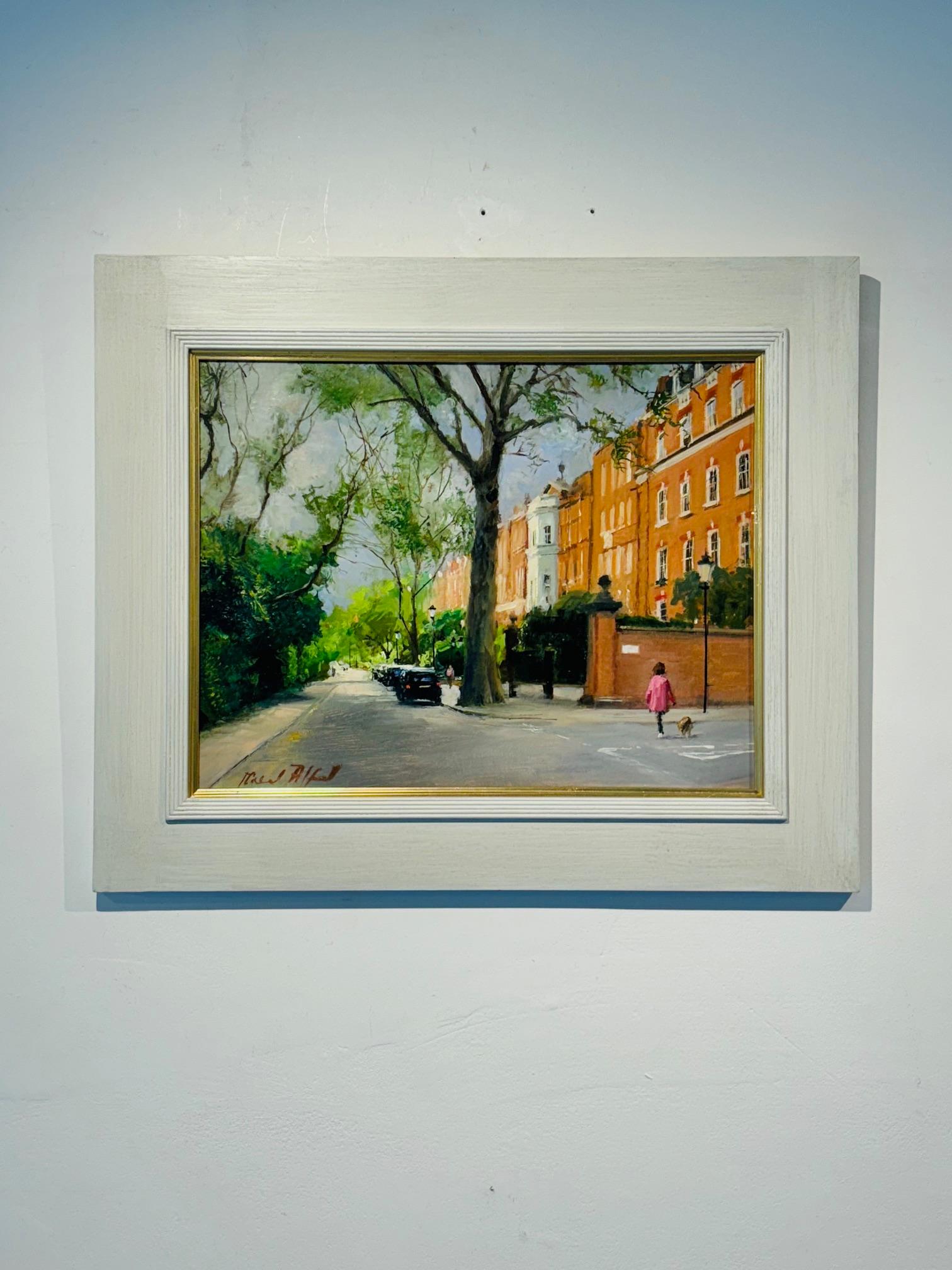 Cheyne Walk- original impressionist figurative landscape study -contemporary art - Painting by Michael Alford