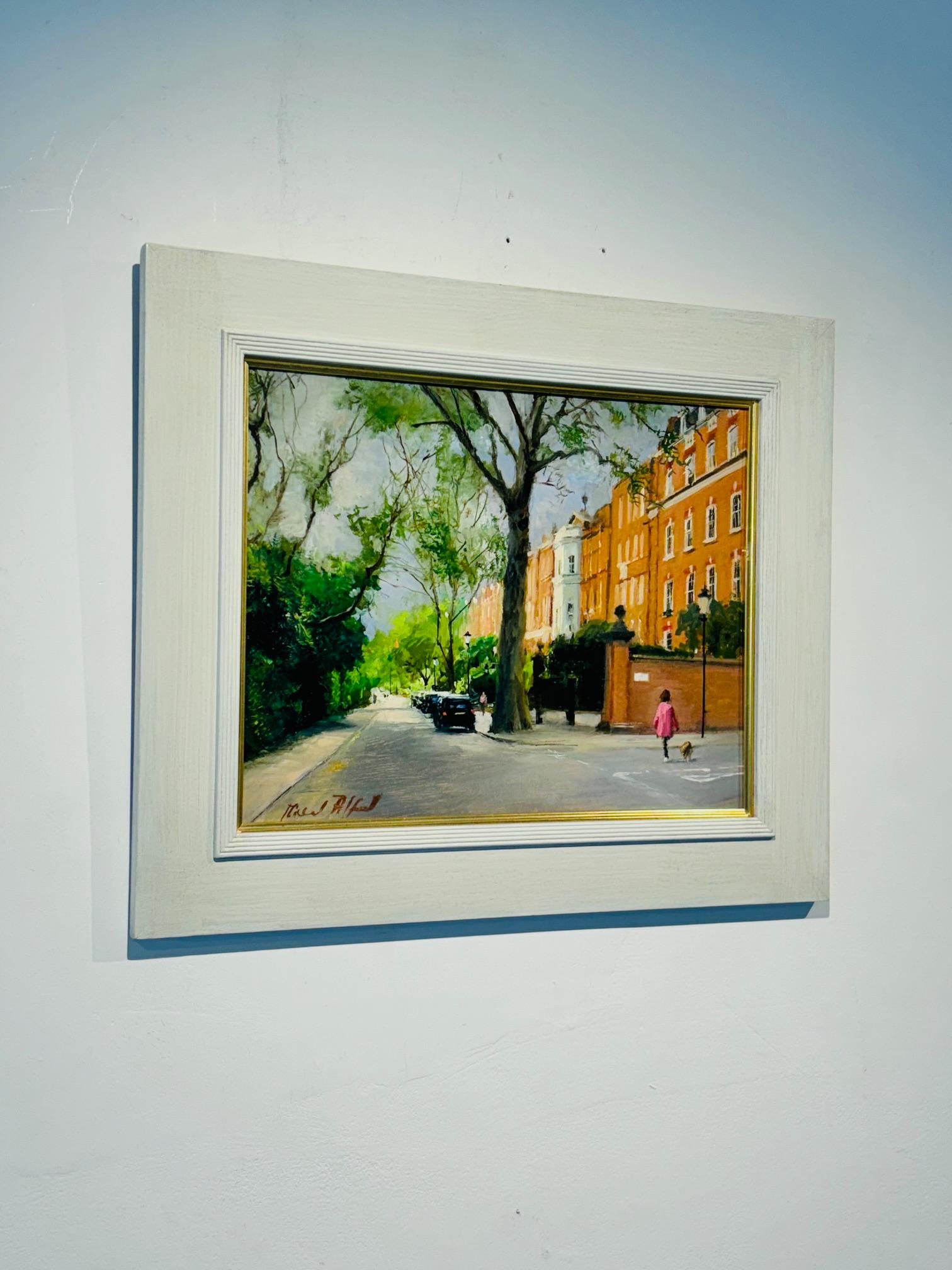 Cheyne Walk- original impressionist figurative landscape study -contemporary art - Impressionist Painting by Michael Alford