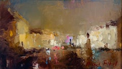 City Life - peinture abstraite originale d'un paysage urbain abstrait et moderne