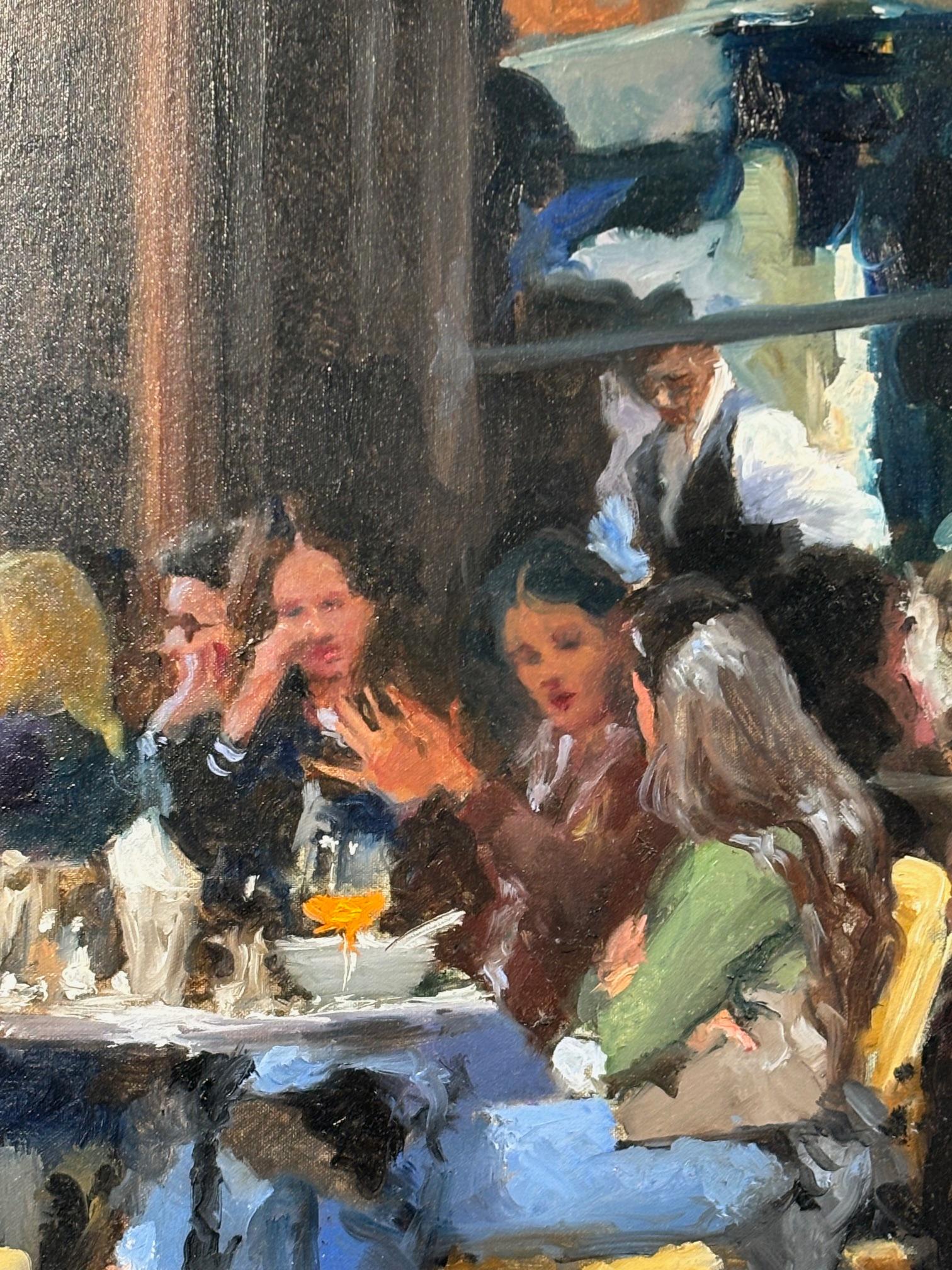 Colbert, Afternoon original impressionistische figurative Malerei - Zeitgenössische Kunst (Grau), Portrait Painting, von Michael Alford