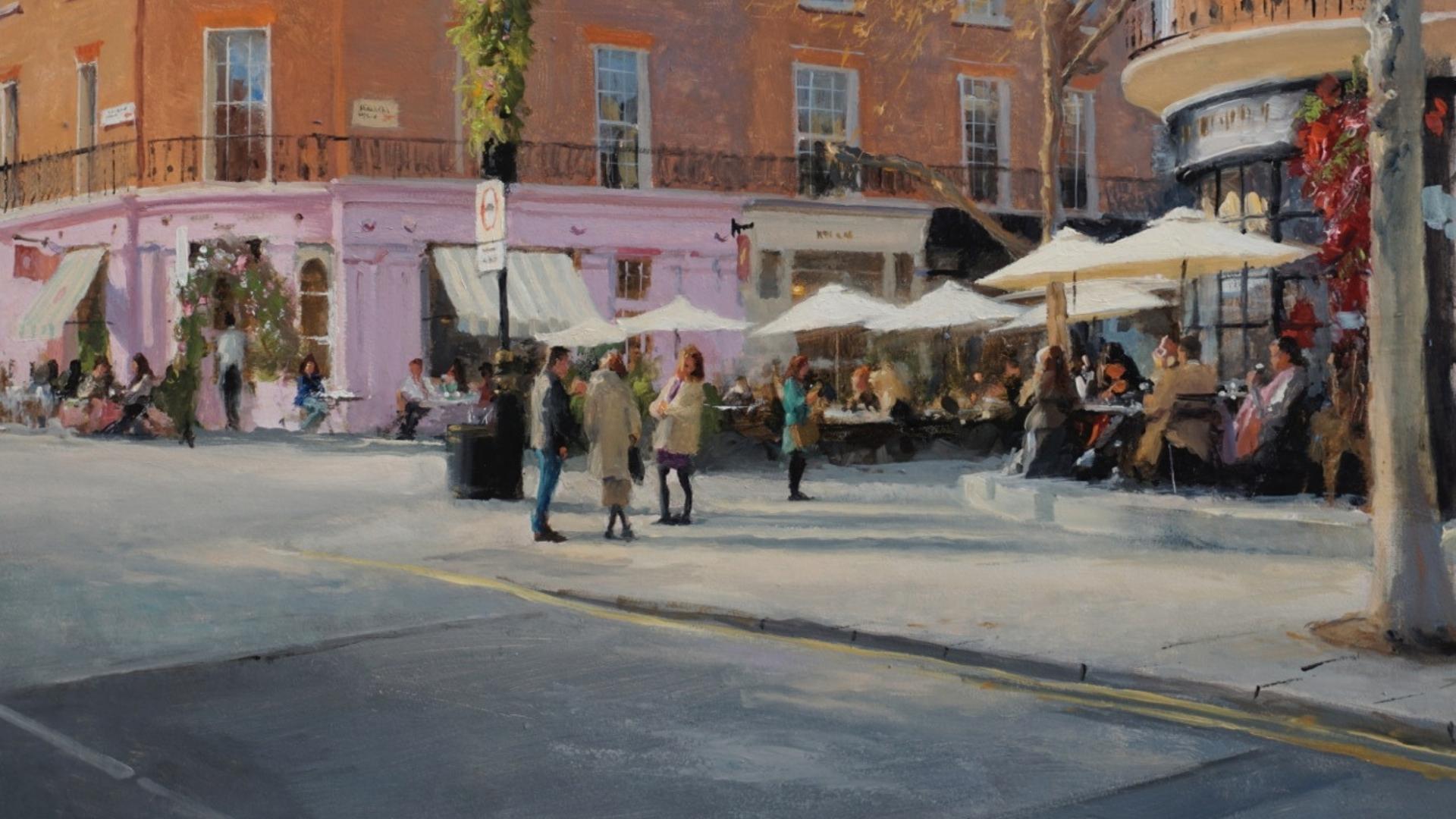 Elizabeth Street - original impressionistisches Londoner Ölgemälde - moderne Kunst