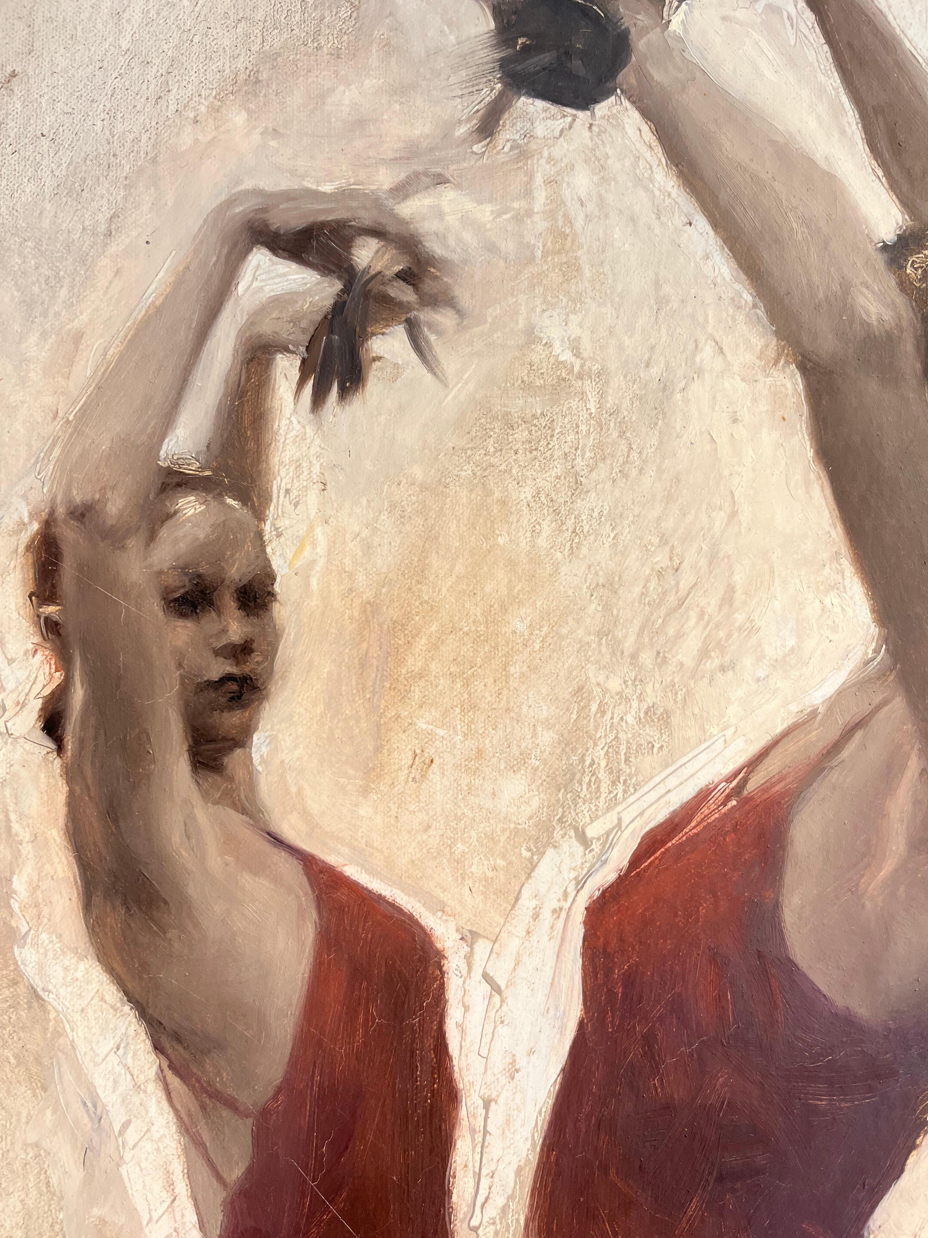 Flamenco 2-original impressionnisme peinture féminine figurative-art contemporain - Gris Figurative Painting par Michael Alford