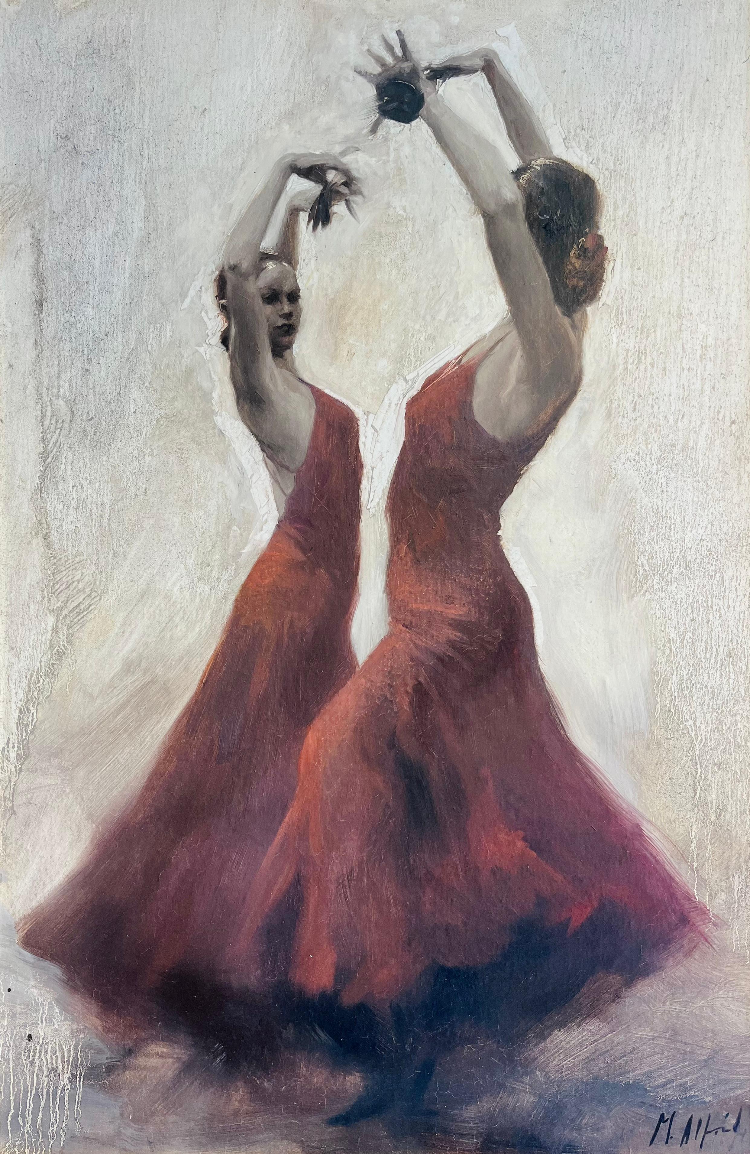 Flamenco 2-Original Impressionismus figurative weibliche Malerei-Zeitgenössische Kunst