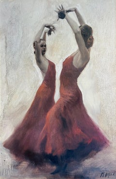 Used Flamenco 2-original impressionism figurative female painting-contemporary Art