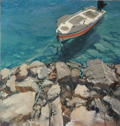 Galateia - figurative landscape beach boat painting Contemporary Artwork oil