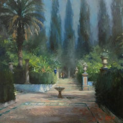 Gardens of the Alcazar, Seville - original landscape painting modern art 21st C