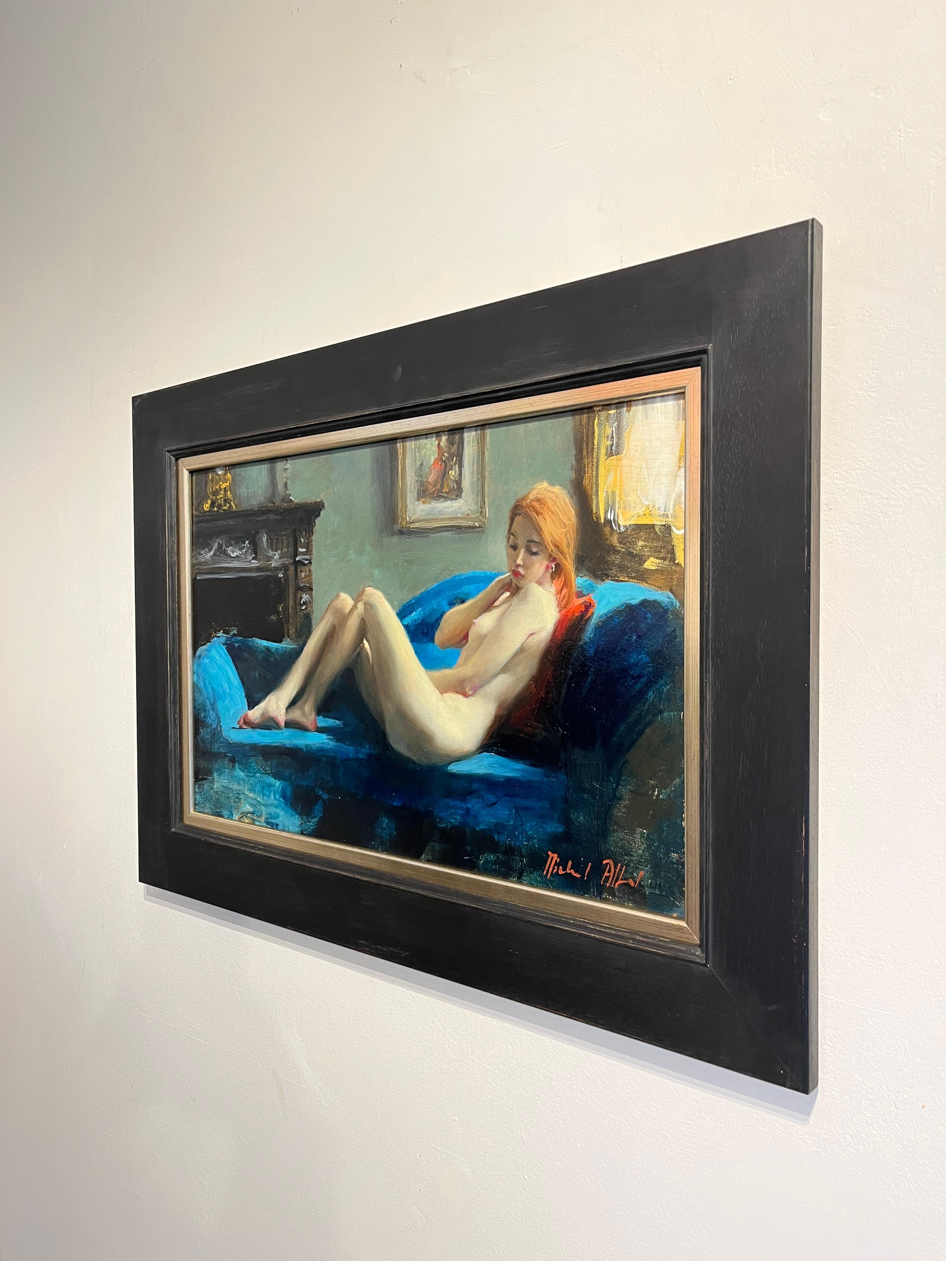 Le Souvenir - original contemporary art, impressionist figure study female - Impressionist Painting by Michael Alford