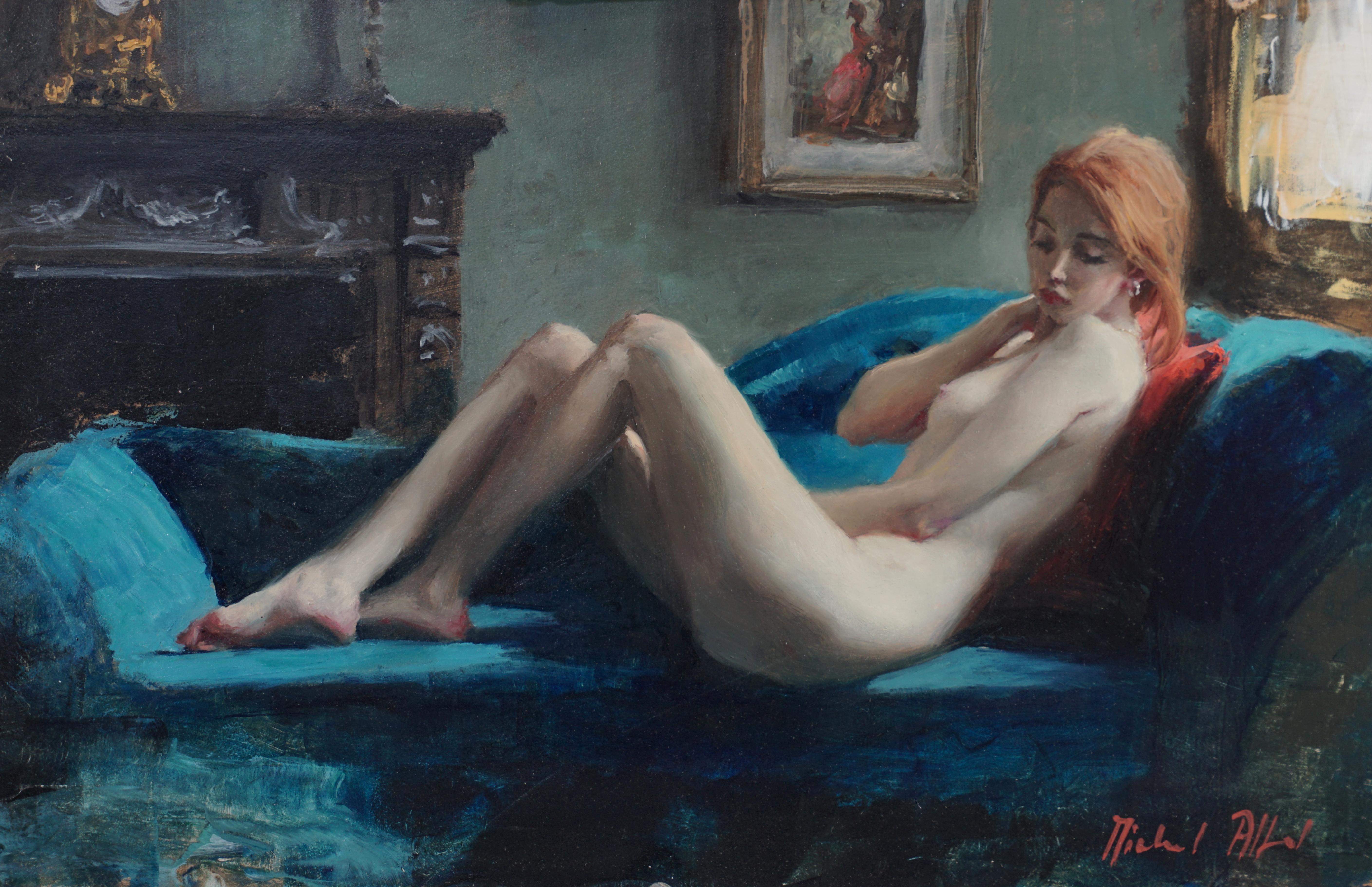 Michael Alford Figurative Painting – Le Souvenir - original zeitgenössische Kunst, impressionistische Figurenstudie weiblich