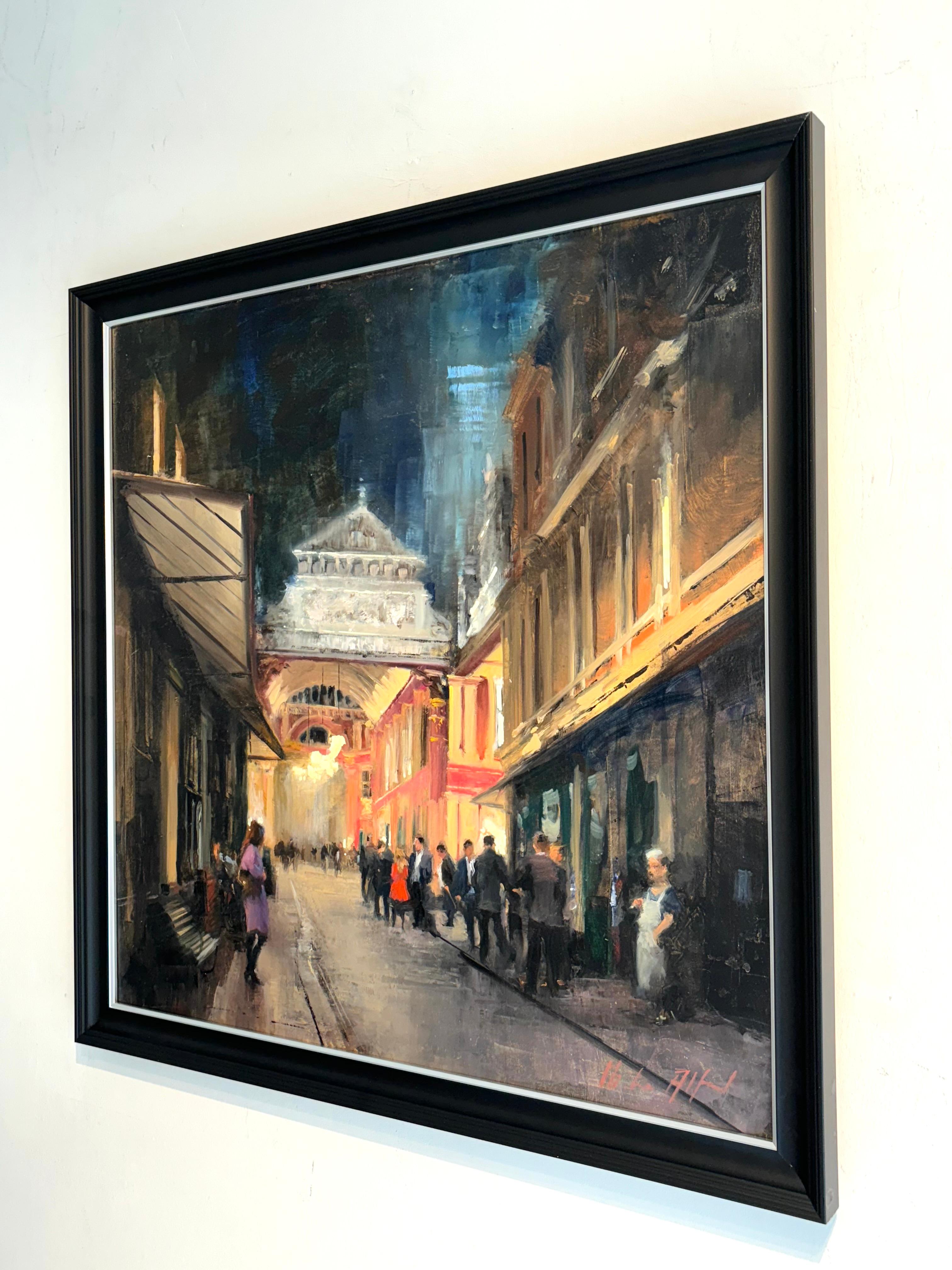 Leadenhall Market - pintura impresionista paisaje urbano - arte contemporáneo original - Painting Impresionista de Michael Alford