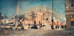 London at Night  - London landscape figure oil painting contemporary impression