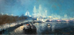 Nightfall, St Paul's-Original impressionism cityscape painting-contemporary Art