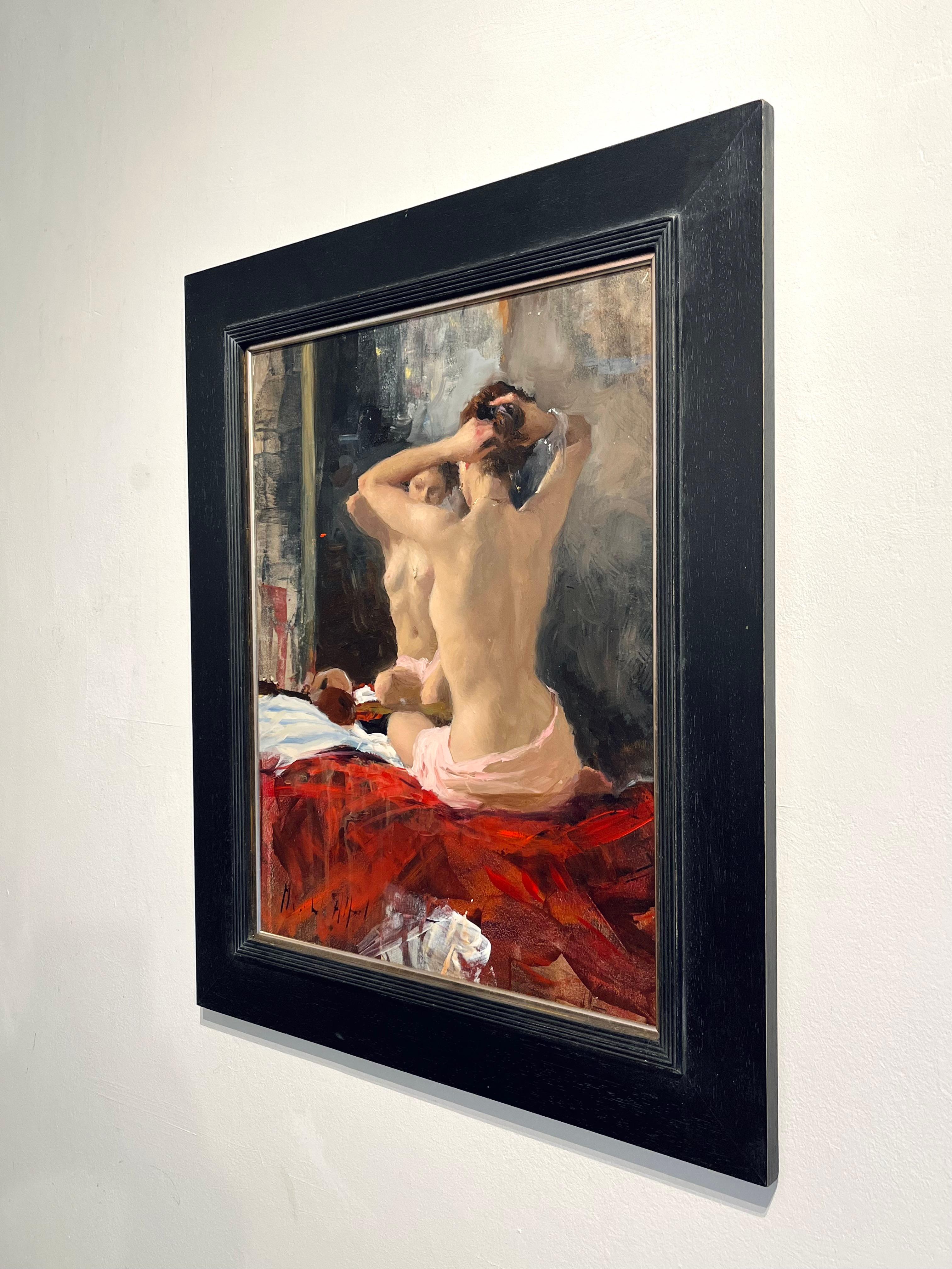 Akt, Spiegelung - original impressionistische Studie einer weiblichen Figur - zeitgenössische Kunst (Impressionismus), Painting, von Michael Alford