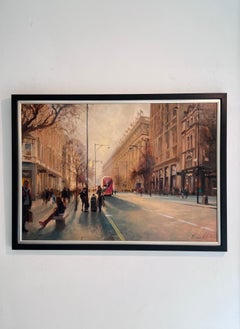 Oxford Street - dipinto ad olio originale dell'impressionismo - Arte contemporanea