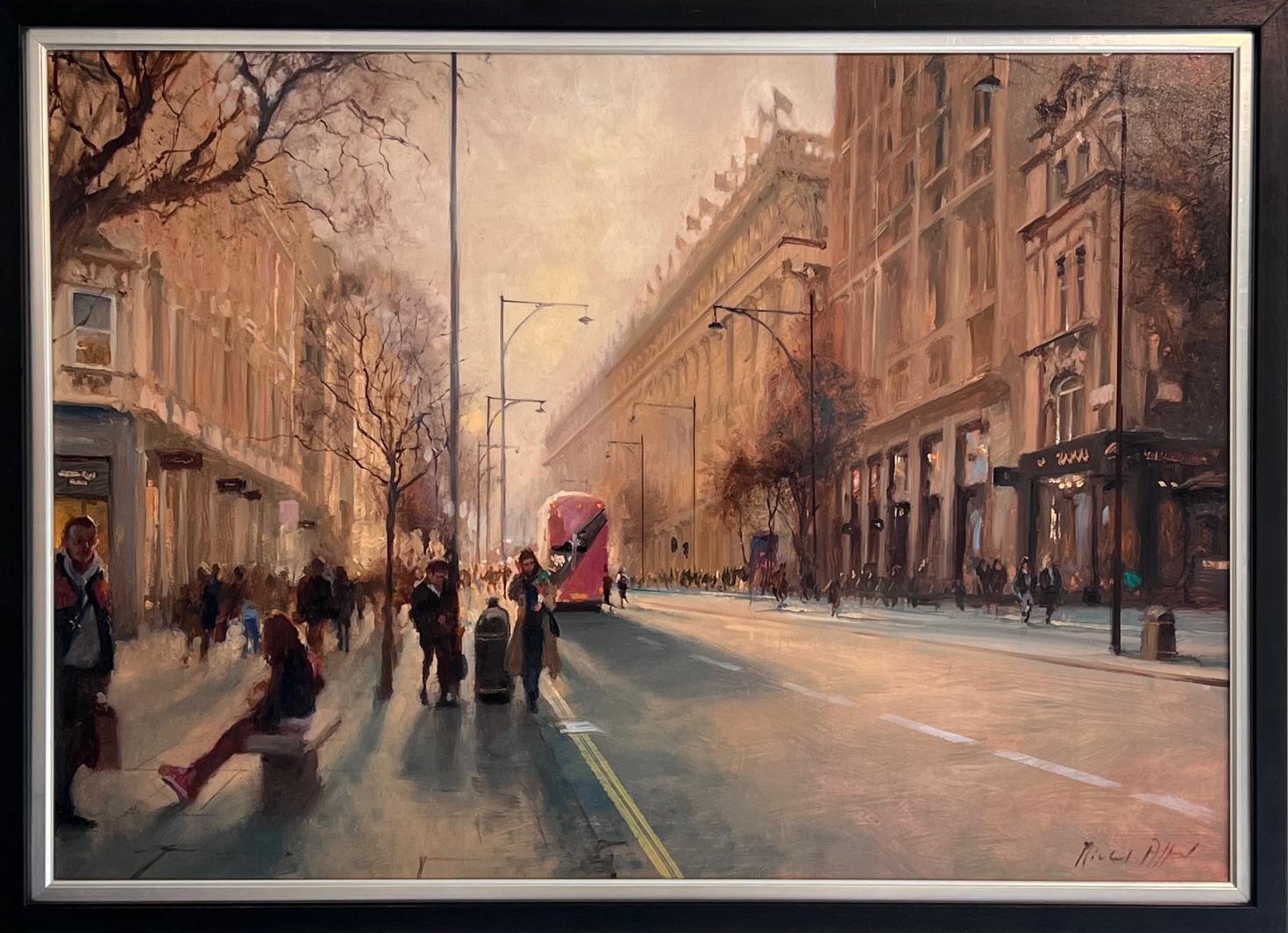 Oxford Street - original impressionistisches Ölgemälde - zeitgenössische Kunst (Impressionismus), Painting, von Michael Alford