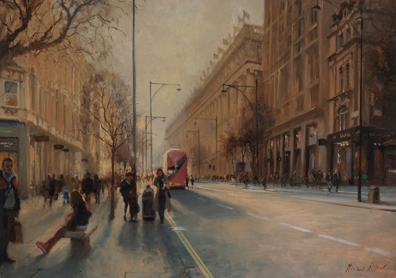 Michael Alford Portrait Painting – Oxford Street - original impressionism oil painting-contemporary Art