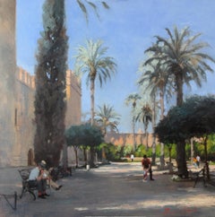 Muro del Palazzo, Cordoba - paesaggio originale dipinto ad olio arte contemporanea 21° C.