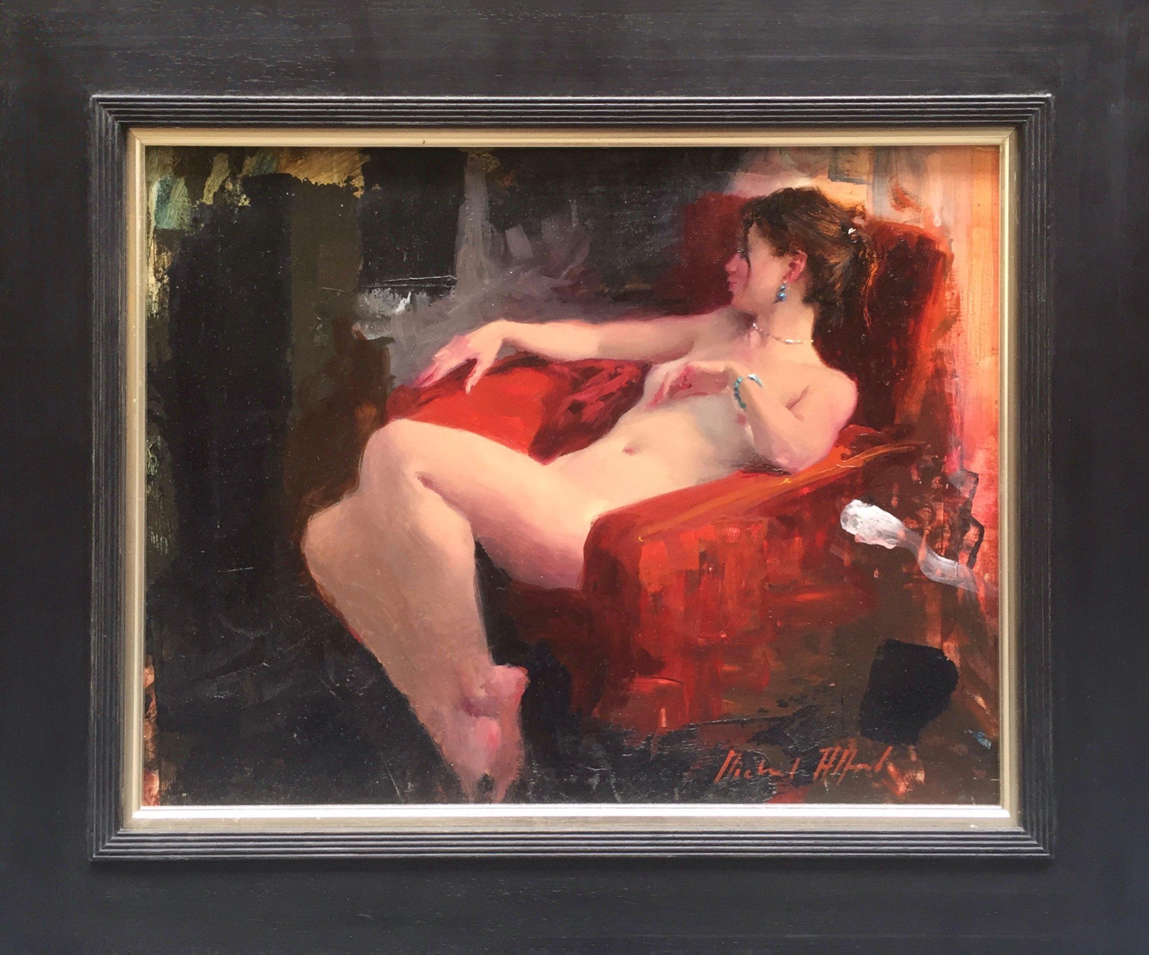 Michael Alford Nude Painting - Seated Nude, Red Chair II