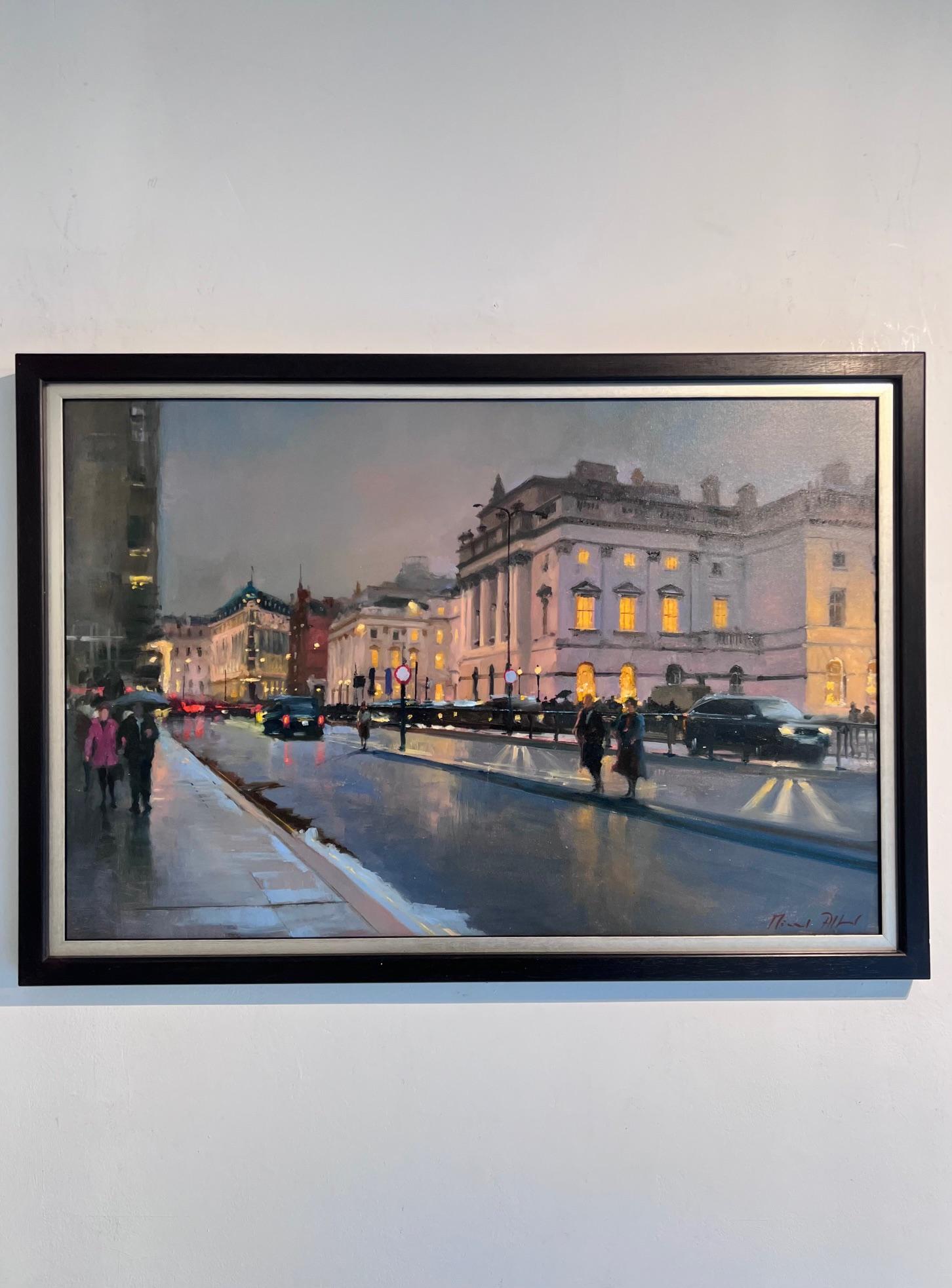 Somerset House- Original Impressionismus Stadtbild Ölgemälde - zeitgenössische Kunst (Grau), Figurative Painting, von Michael Alford
