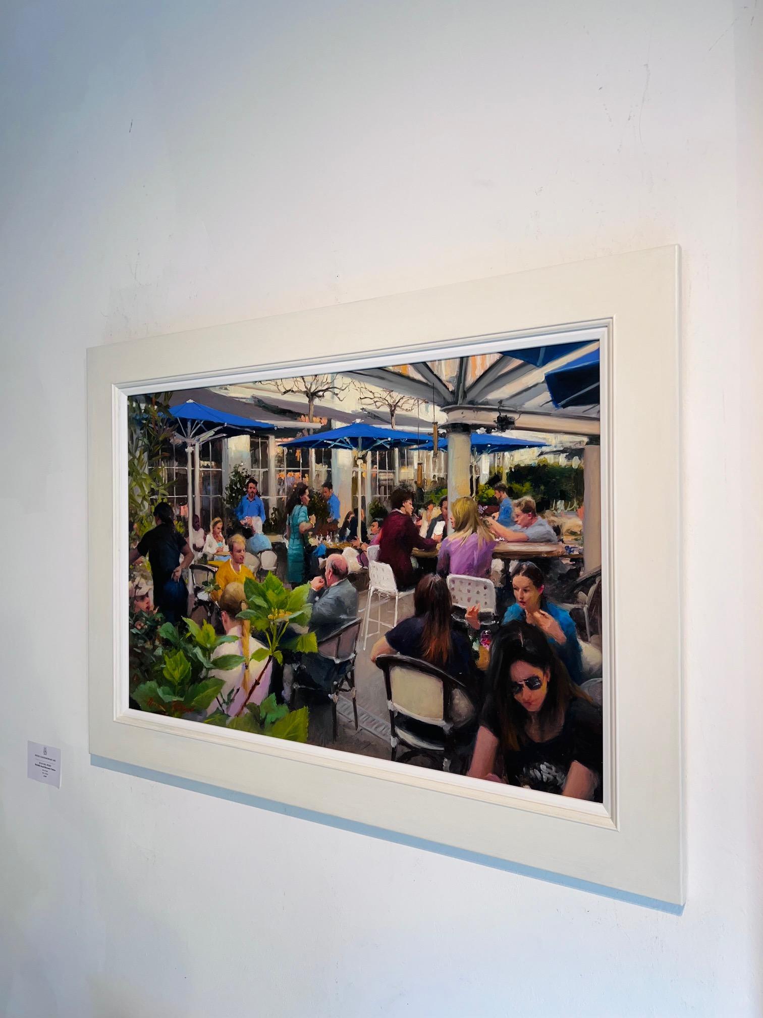 Der Blaue Vogel - Original Impressionismus Stadtbild Ölgemälde - zeitgenössische Kunst (Grau), Figurative Painting, von Michael Alford