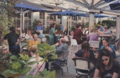 The Bluebird - original impressionism cityscape oil painting - contemporary Art