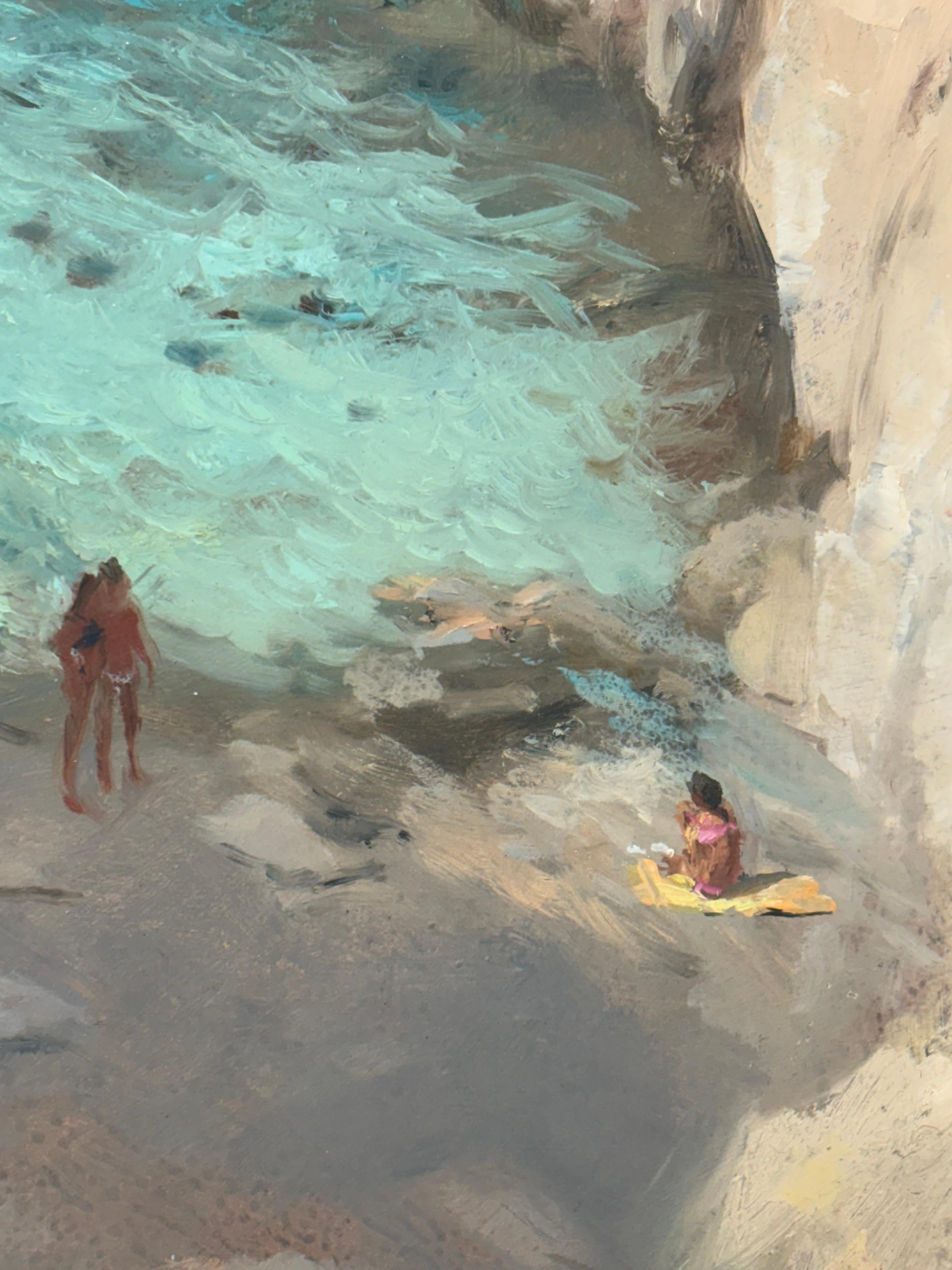 The Cove - original impressionistische figurative Landschaftsstudie -zeitgenössische Kunst (Braun), Portrait Painting, von Michael Alford