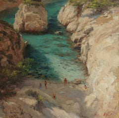 Michael Alford - The Cove - original impressionist figurative landscape study -contemporary art The Cove - original impressionist figurative landscape study -contemporary art