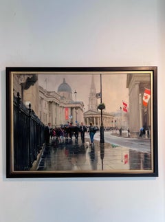 Trafalgar Square, Nord -pittura ad olio originale dell'impressionismo- Arte contemporanea
