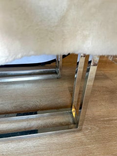 Michael Amini Astro Armless Large Chaise Lounge Longue White Faux Fur Upholstery