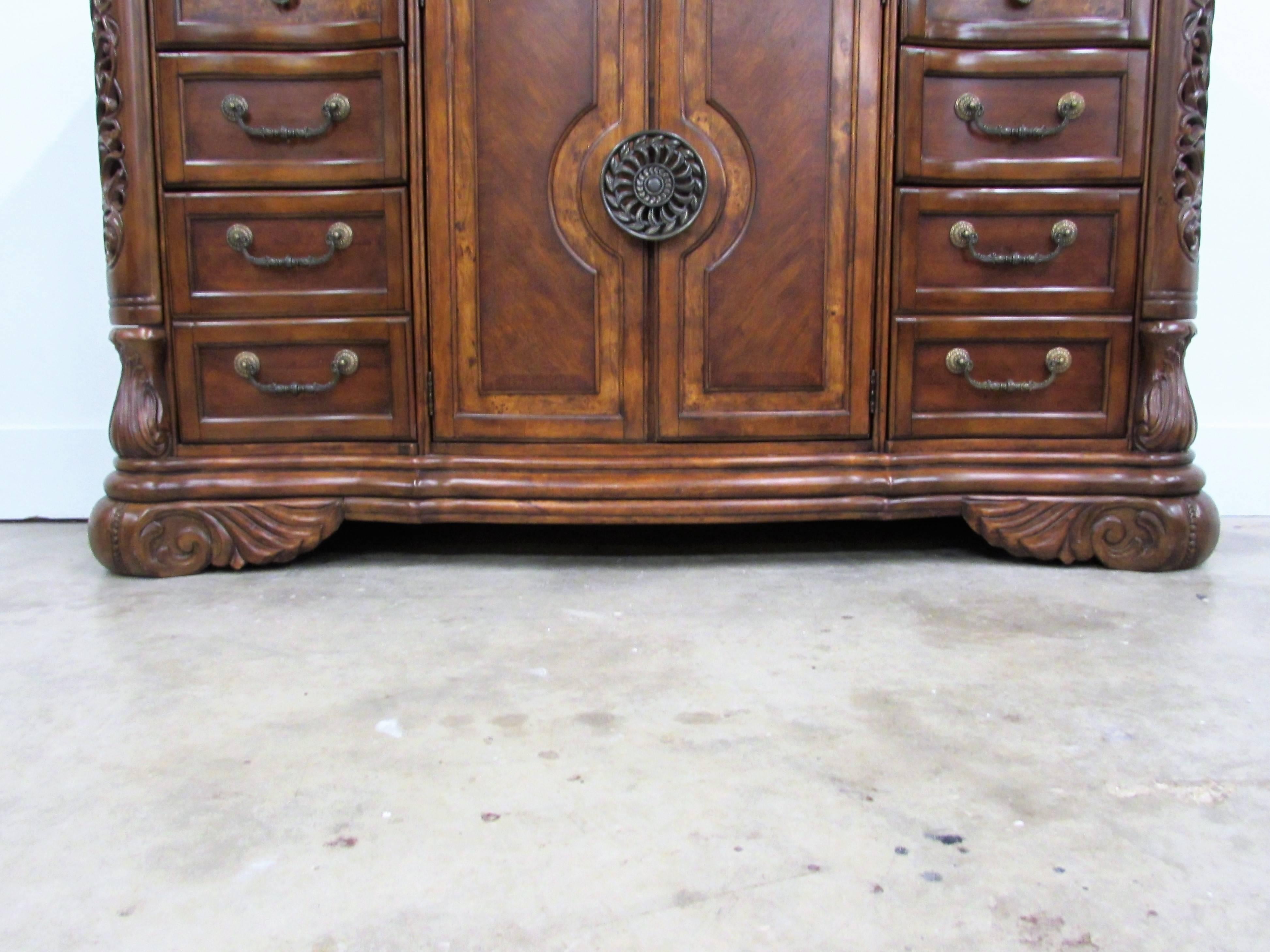 Michael Amini Oversized Credenza with Mirror and Tessellated Marble For Sale 2
