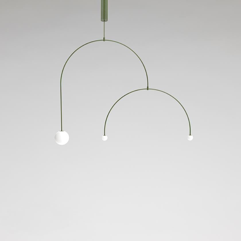 Michael Anastassiades [Cypriot, b. 1967]
Mobile chandelier 9, 2021
Patinated brass, glass and LED
Measures: 43.75 x 57.25 x 6 inches
111 x 145.5 x 15 cm
Edition of 5

Michael Anastassiades founded his studio in London in 1994. He trained as a