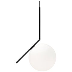 Michael Anastassiades Modern Minimalist Black & Glass S2 Pendant Light for FLOS