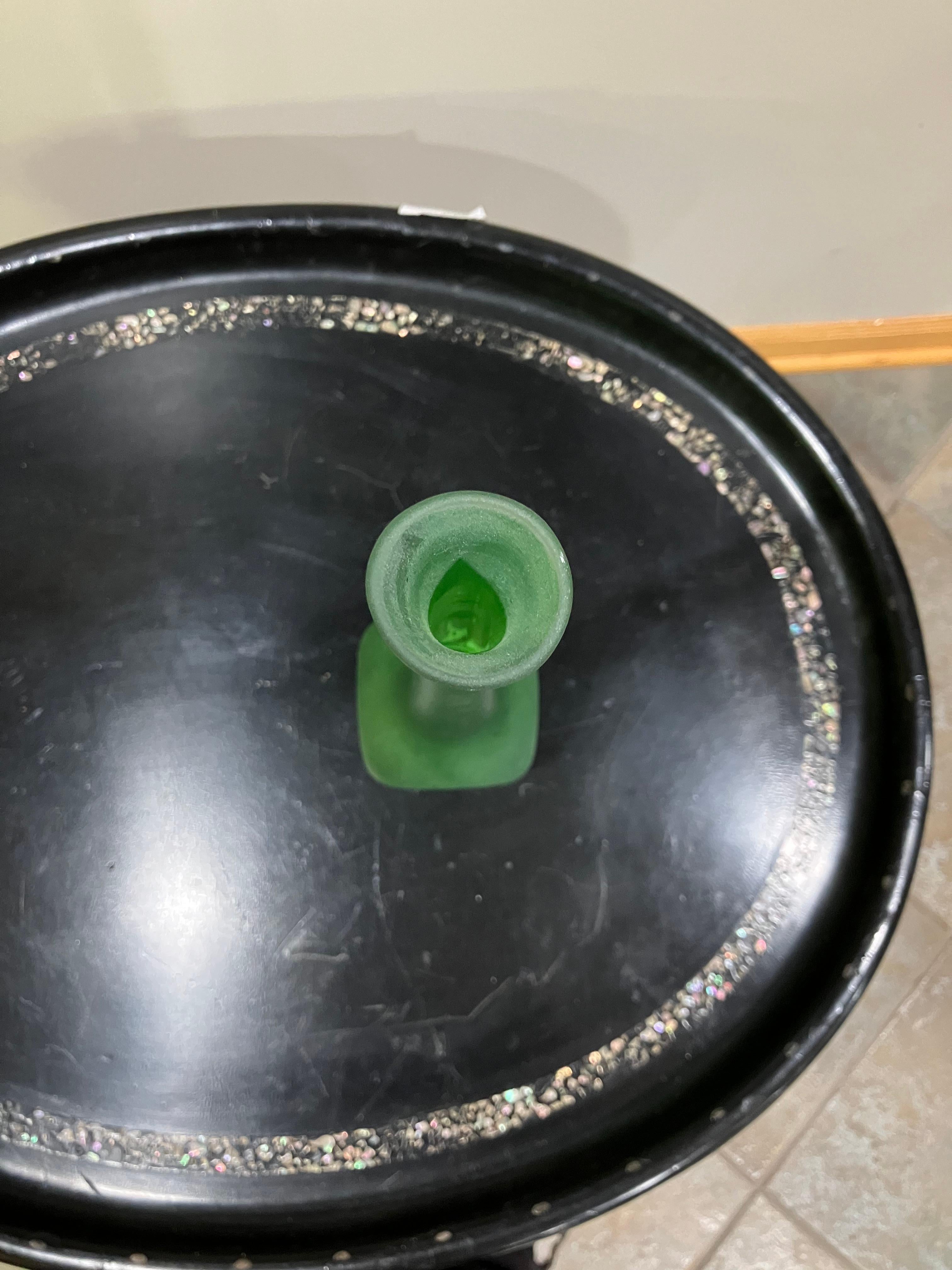 Michael Anchen Hand-Blown Long Neck Green Bottle For Sale 3