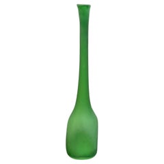Michael Anchen Hand-Blown Long Neck Green Bottle