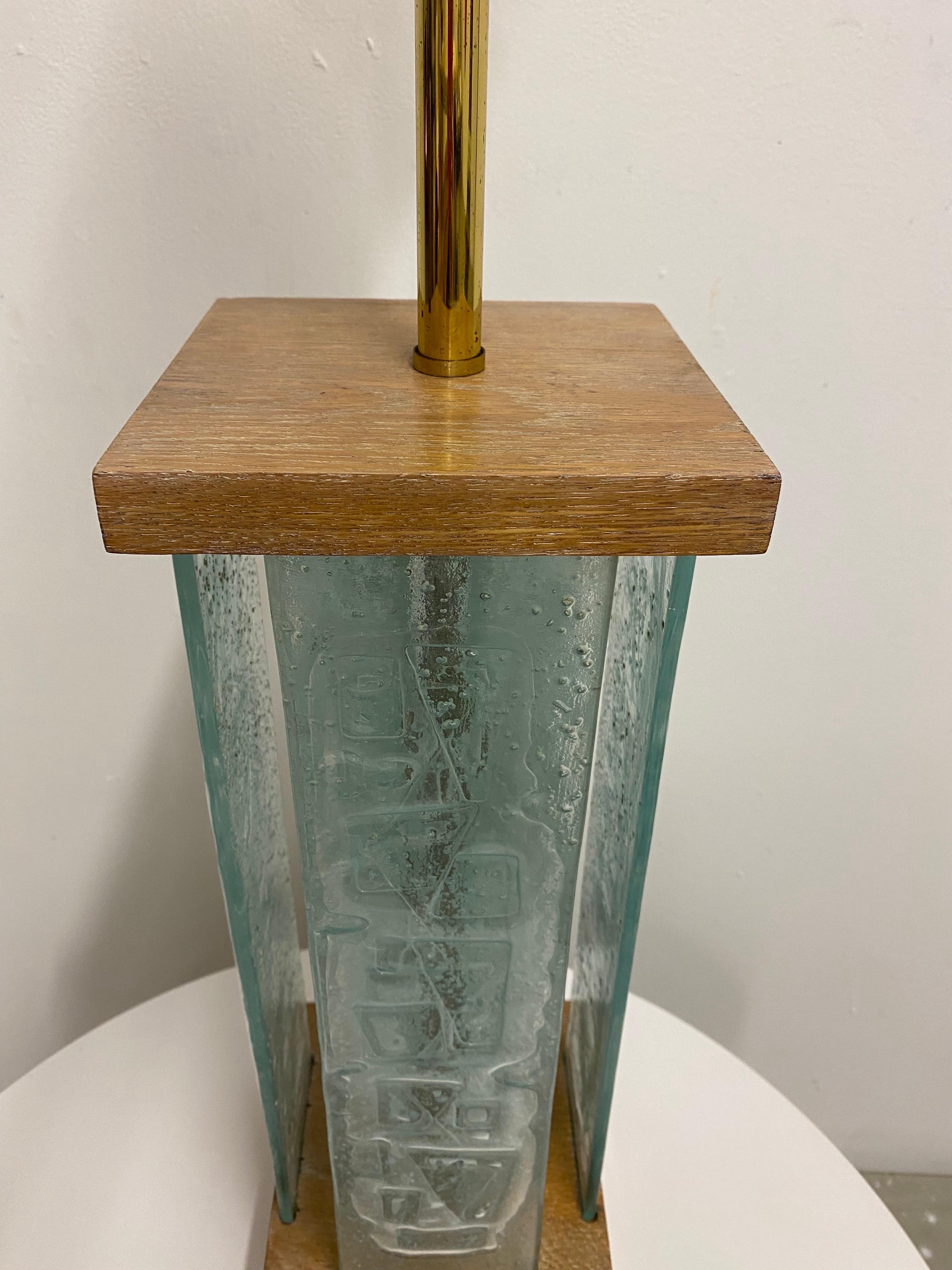 Mid-Century Modern Michael and Frances Higgins Glass Lamp For Sale