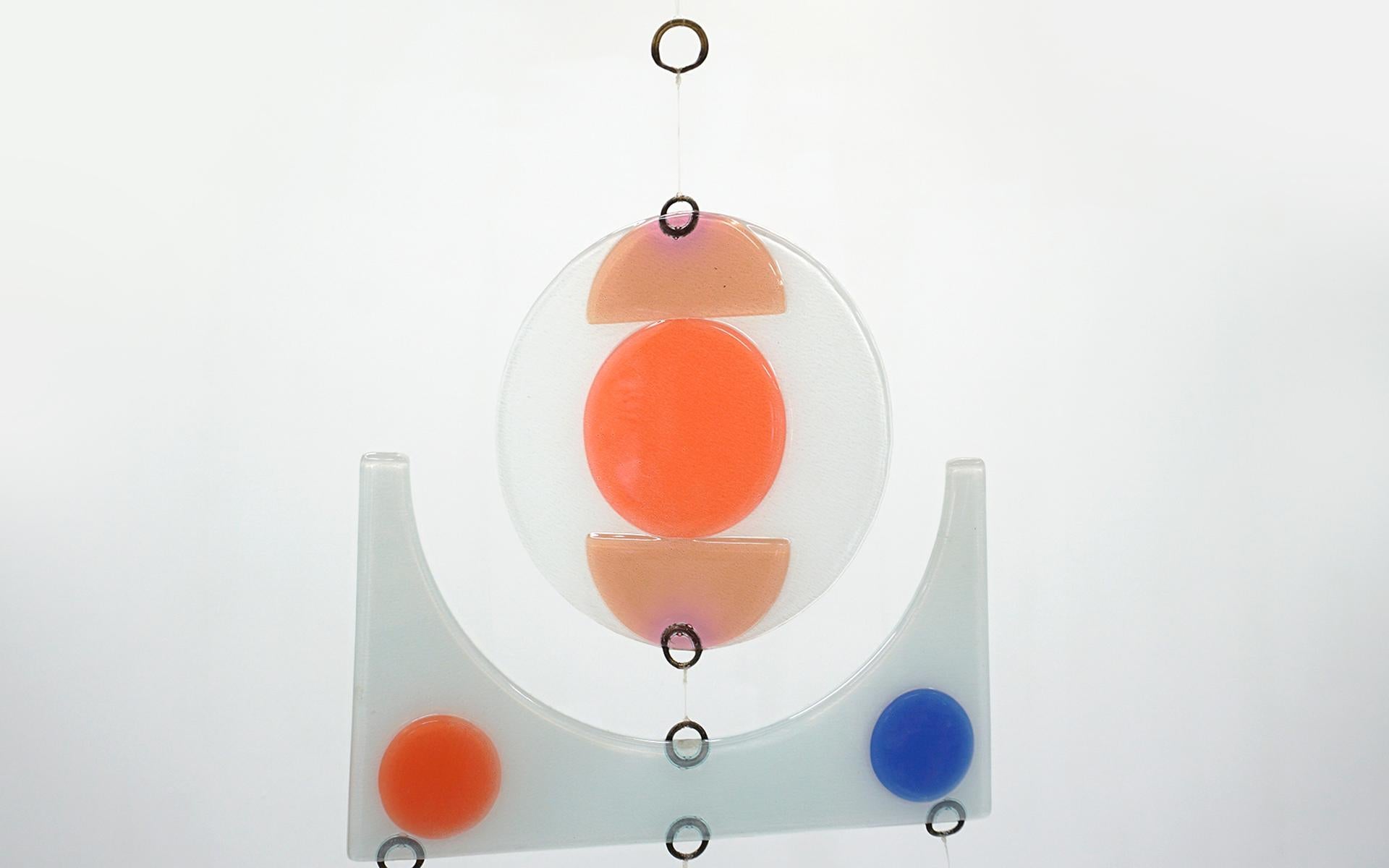 Mid-Century Modern Michael and Frances Higgins Multicolored Mobile, Fused Art Glass For Sale