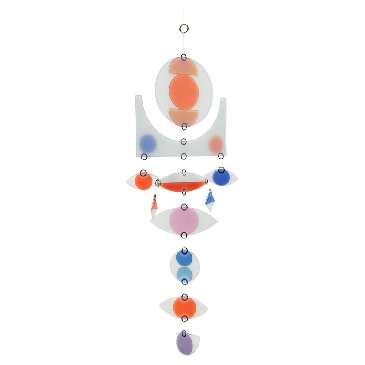 Mehrfarbiges Mobile von Michael und Frances Higgins.  Geschmolzenes Kunstglas. im Angebot