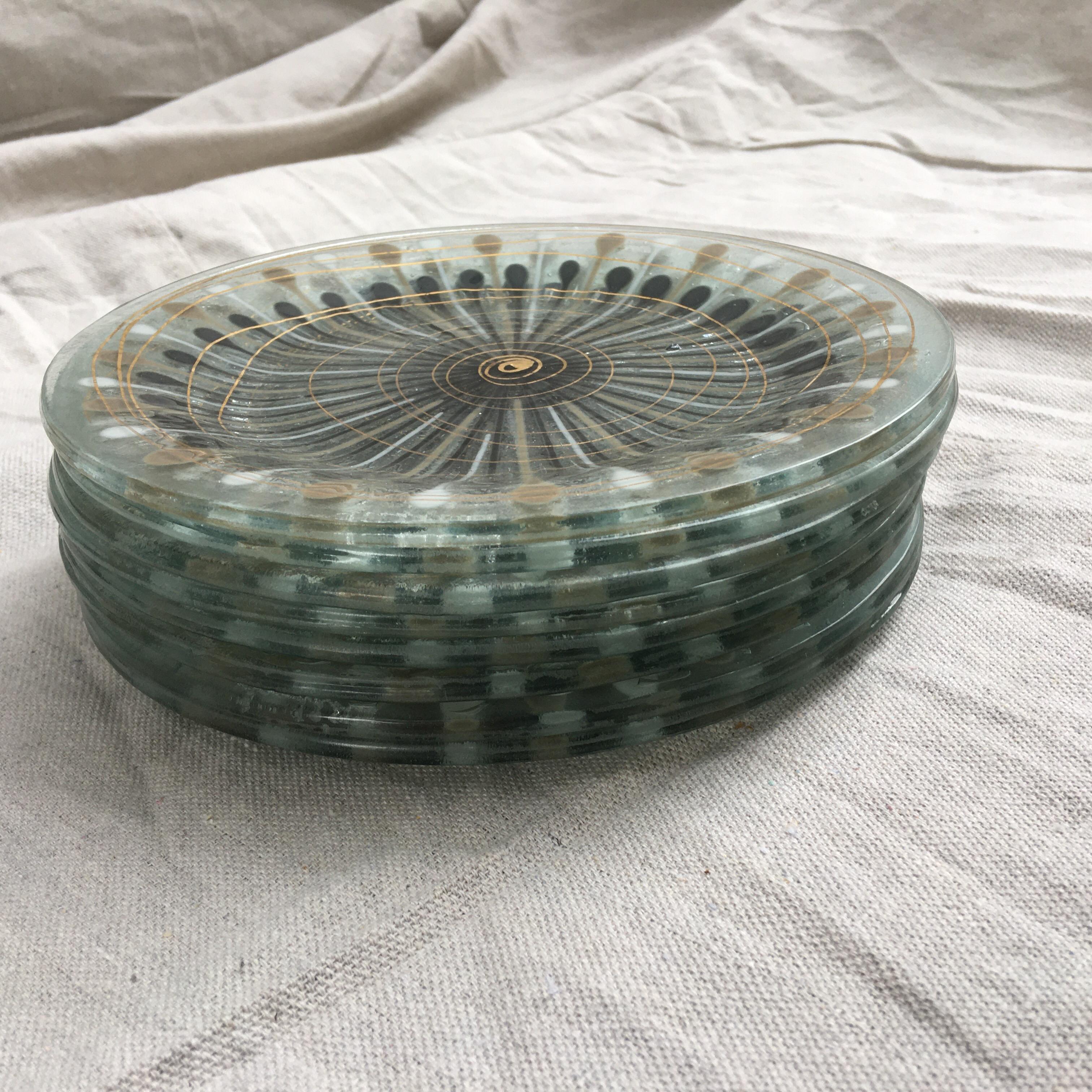 Mid-20th Century Michael and Frances Higgins Set of 8 Plates, All Etched Signatures