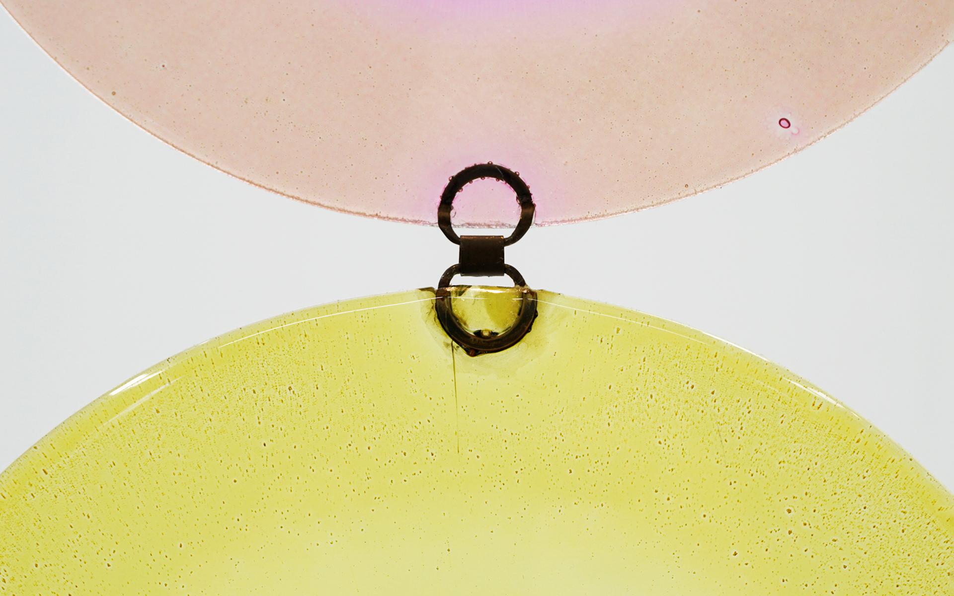 Michael and Frances Large Glass Rondelay Mobile / Hanging in Pinks and Yellows 1
