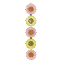 Michael and Frances Large Glass Rondelay Mobile / Hanging in Pinks and Yellows