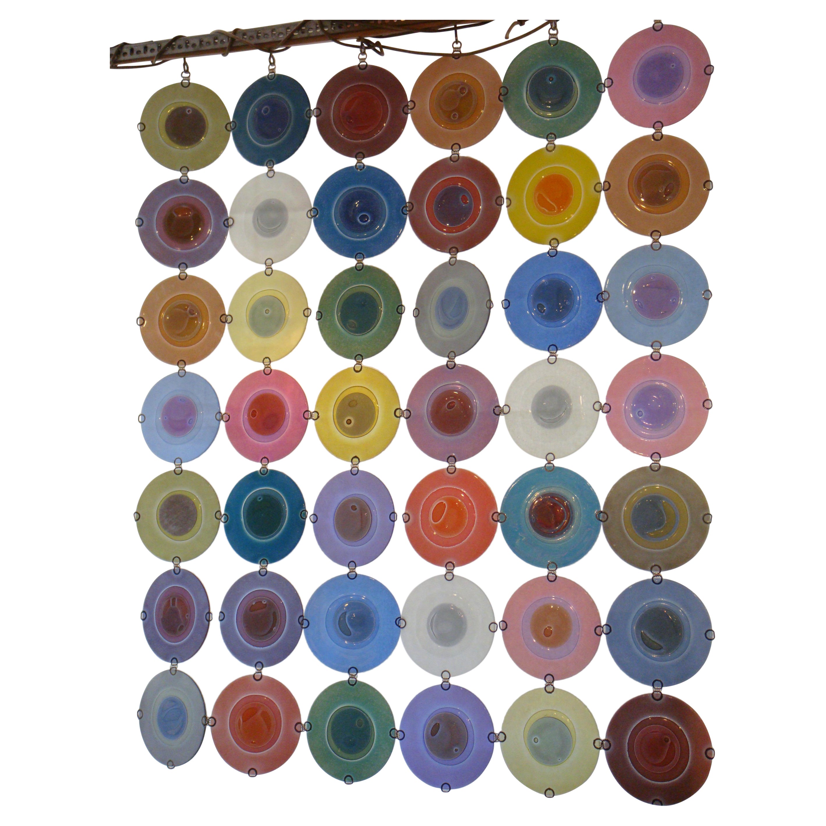 Michael and Francis Higgins Mid-Century Modern Glass Rondelay Screen