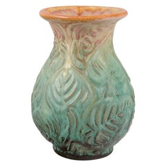 Michael Andersen, Bornholm. Ceramic vase with foliage in relief.