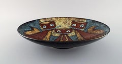 Michael Andersen, Bornholm, Large Bowl in Glazed Ceramics with Three Cats