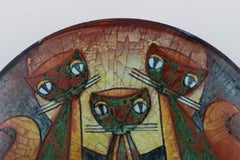 Michael Andersen, Bornholm, Large Bowl in Glazed Ceramics with Three Cats