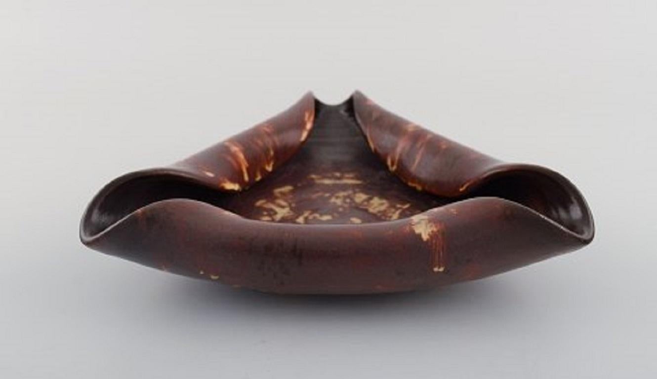 Scandinavian Modern Michael Andersen, Bornholm, Triangular Bowl in Glazed Ceramics, 1960s