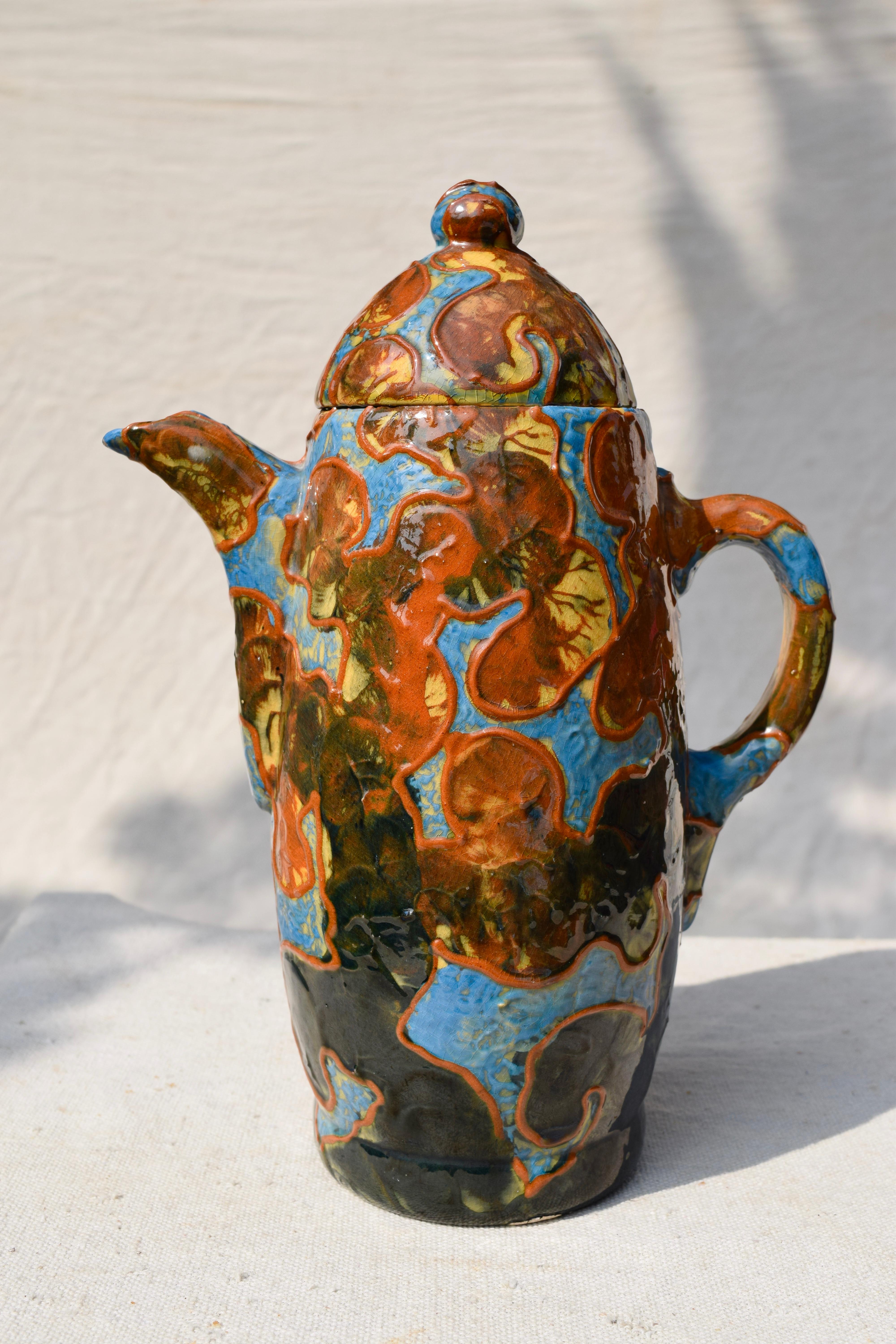 Michael Andersen ceramic lidded pitcher designed by Daniel Andersen. Camouflage series. Branded to the underside, 